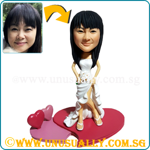 Custom 3D Female On Double Heart Base Figurine